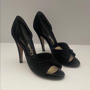 Black Peep-Toe suede vintage Heels